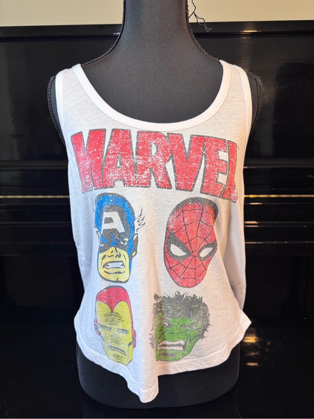 Marvel Tank Top - White with Red & Blue Graphics